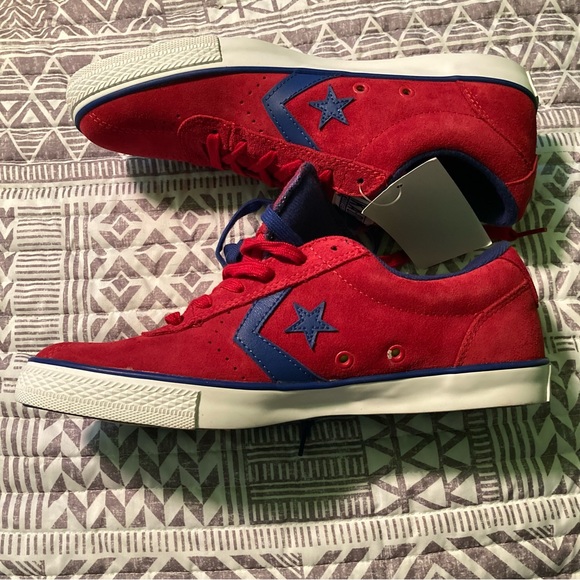 CONVERSE CONS KA-ONE VULC OX SHOES, RED SUEDE/ BLUE/ WHITE - Picture 6 of 11